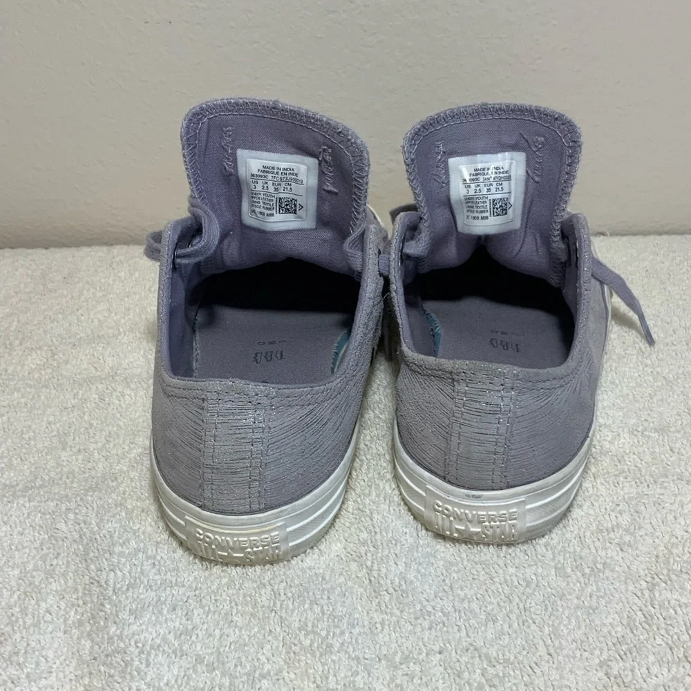 Converse All Star Purple Shimmer Leather Low Top Youth 3